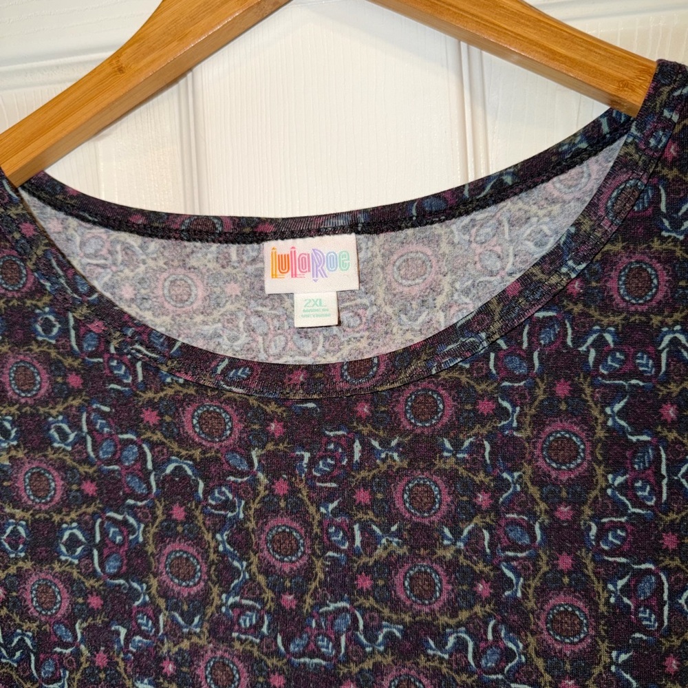 LuLaRoe Black and Blue Patterned Midi Dress. EUC - Picture 3 of 5